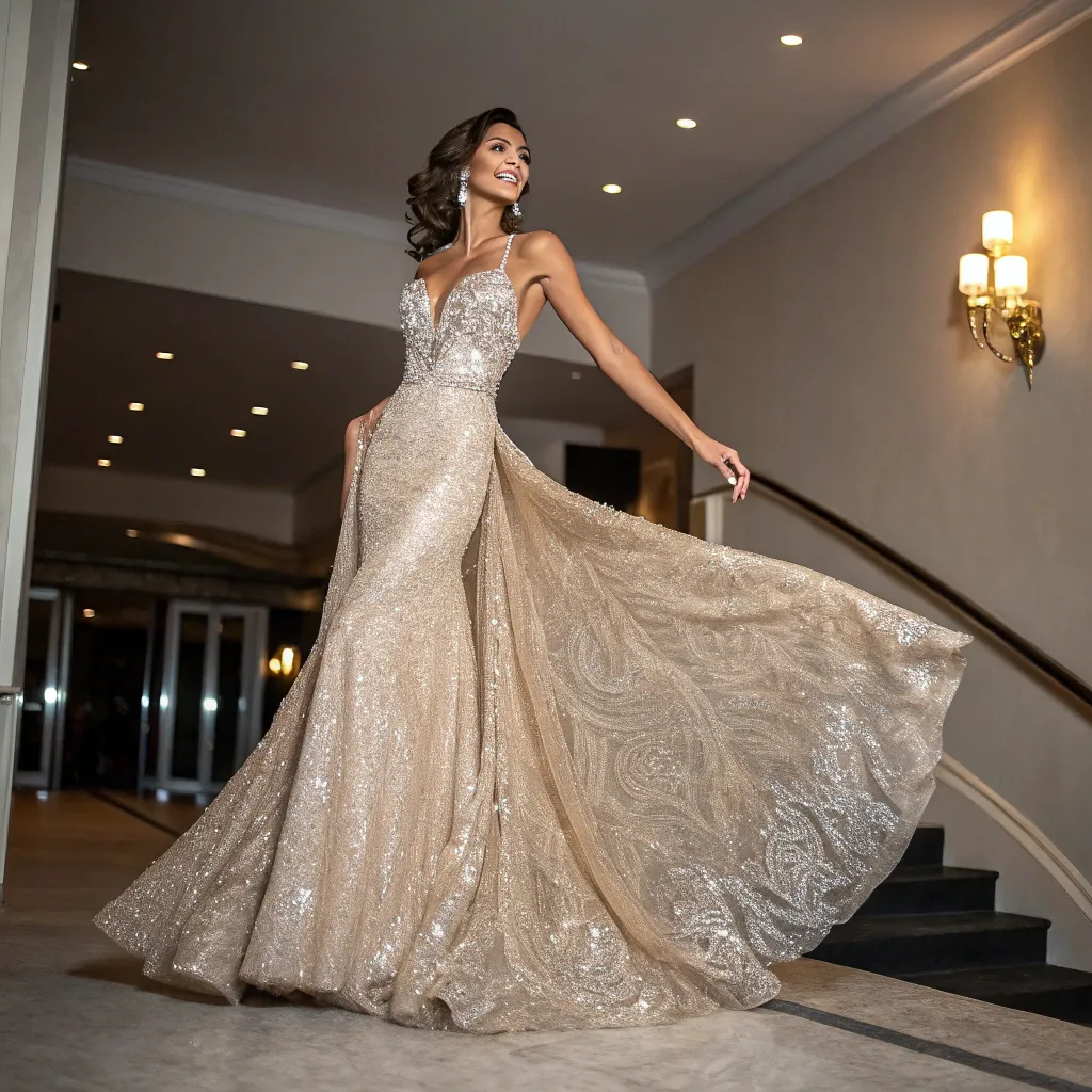Glamorous evening gown created by QUARLONETH for Sophia Rodriguez